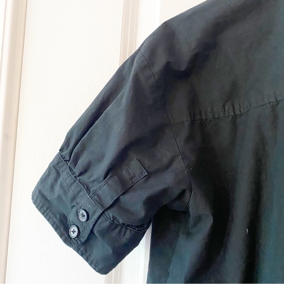 BANANA REPUBLIC Black Poplin Knee Length Collared Shirt Dress Preppy - Picture 6 of 8